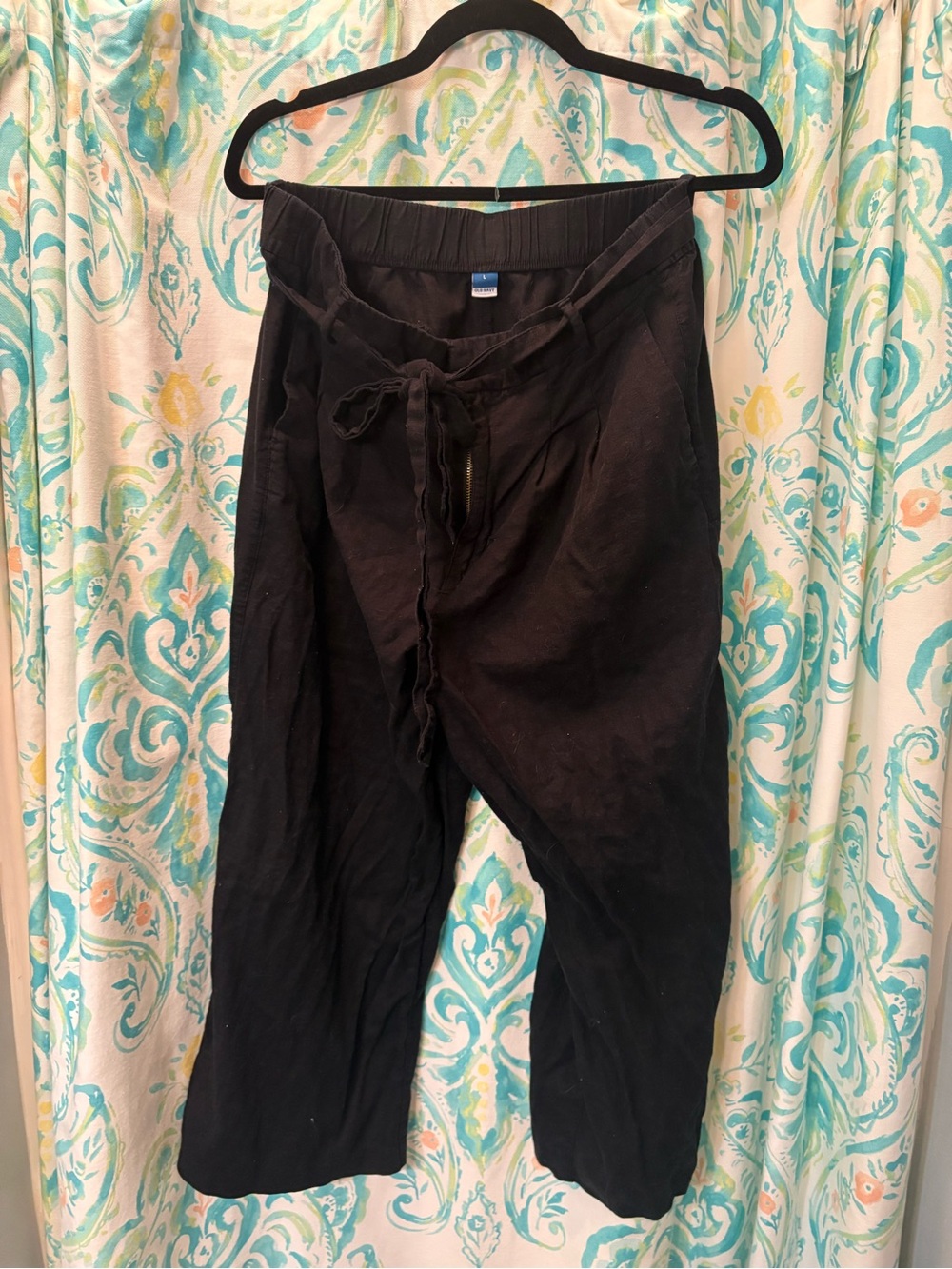 Old Navy Black Linen Cropped Pants